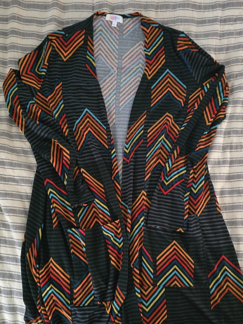 LuLaRoe Multicolor Chevron Knit Long Cardiagan